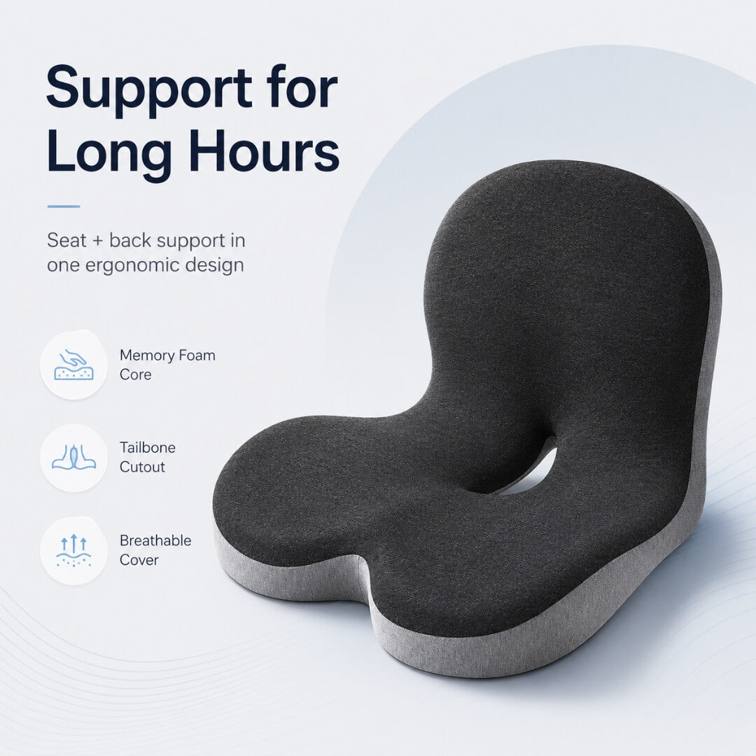 Ergonomic Memory Foam Seat Cushion with Back Support