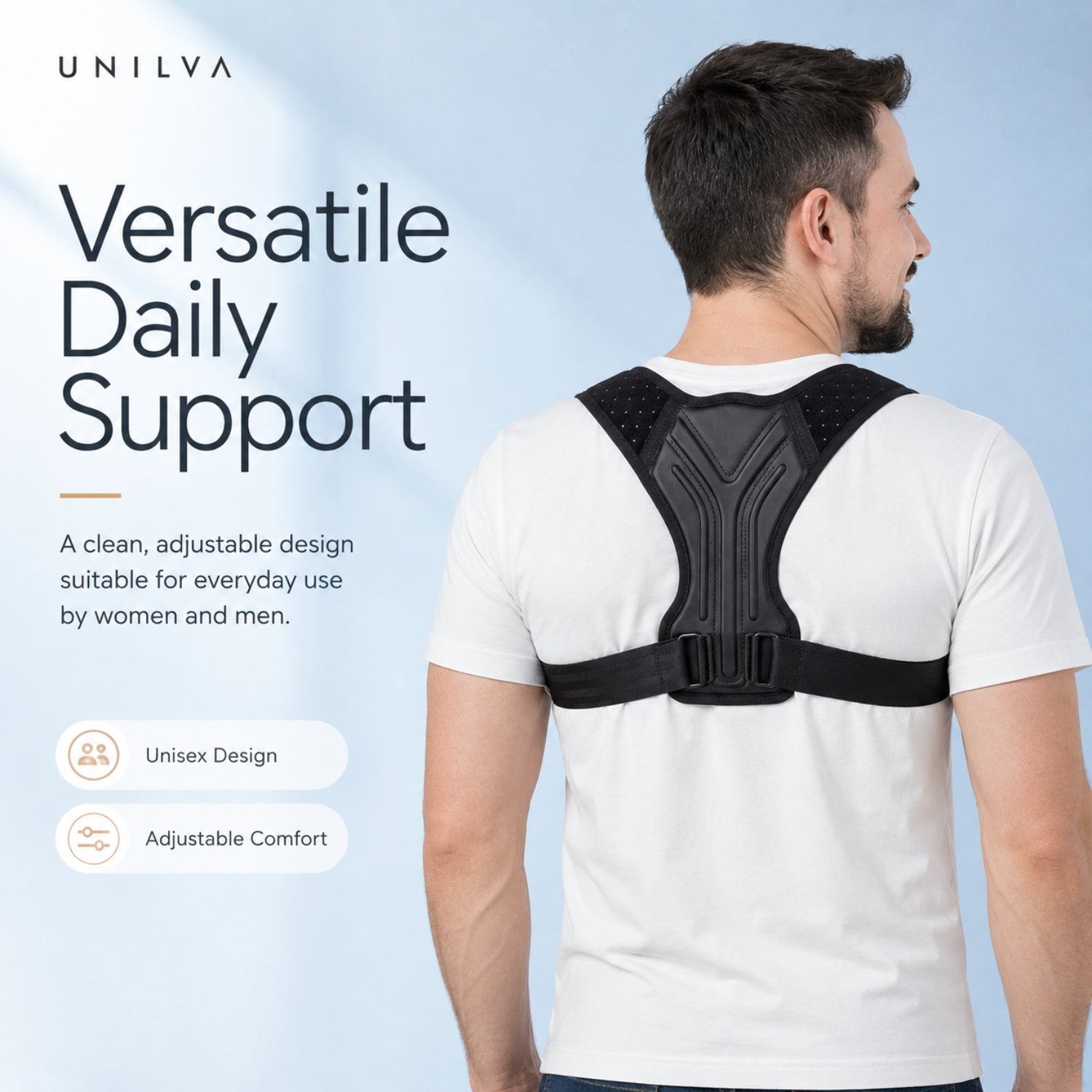 Unilva AlignFlex Posture Trainer — Breathable Upper Back & Shoulder Support
