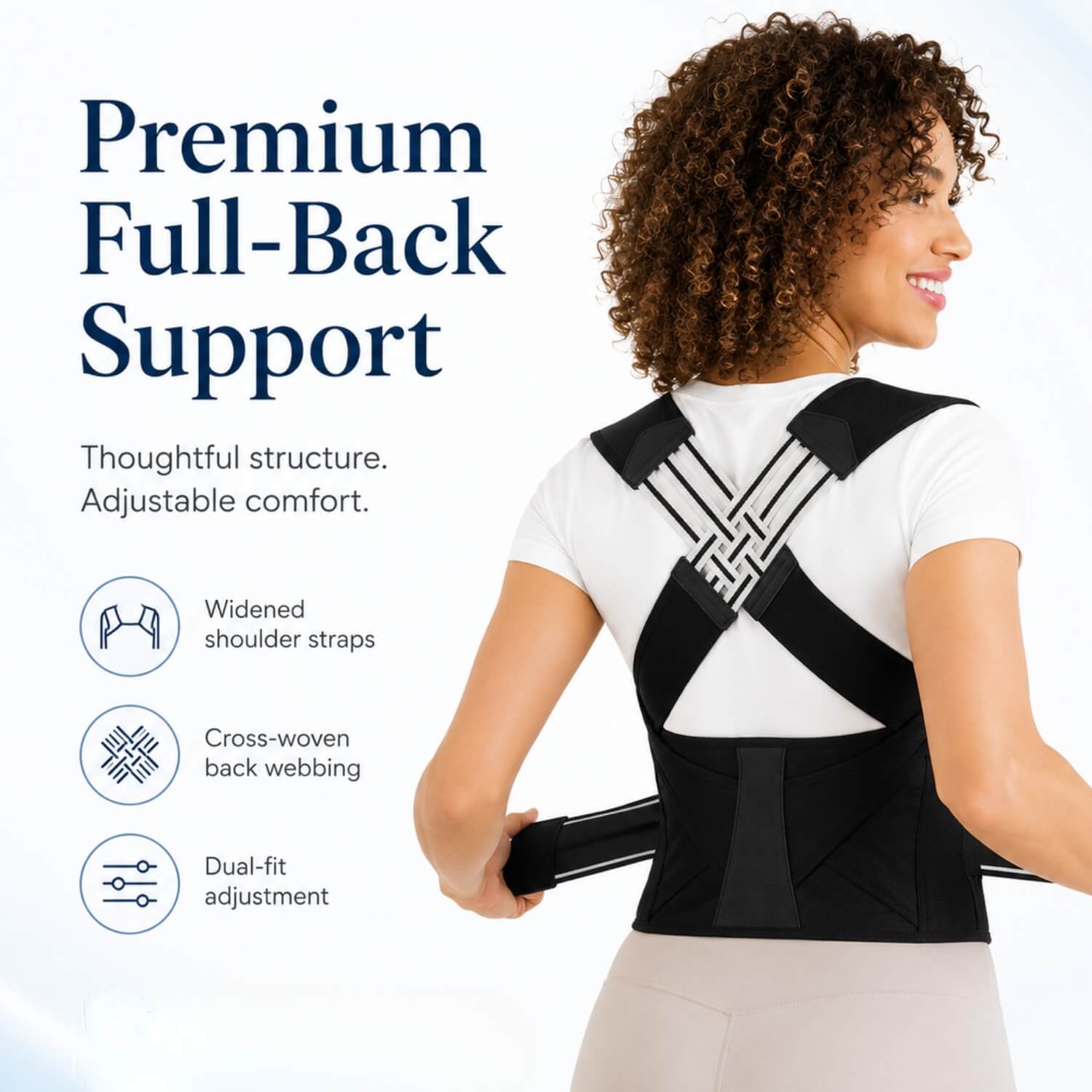 Adjustable Full-Back Posture Support Brace