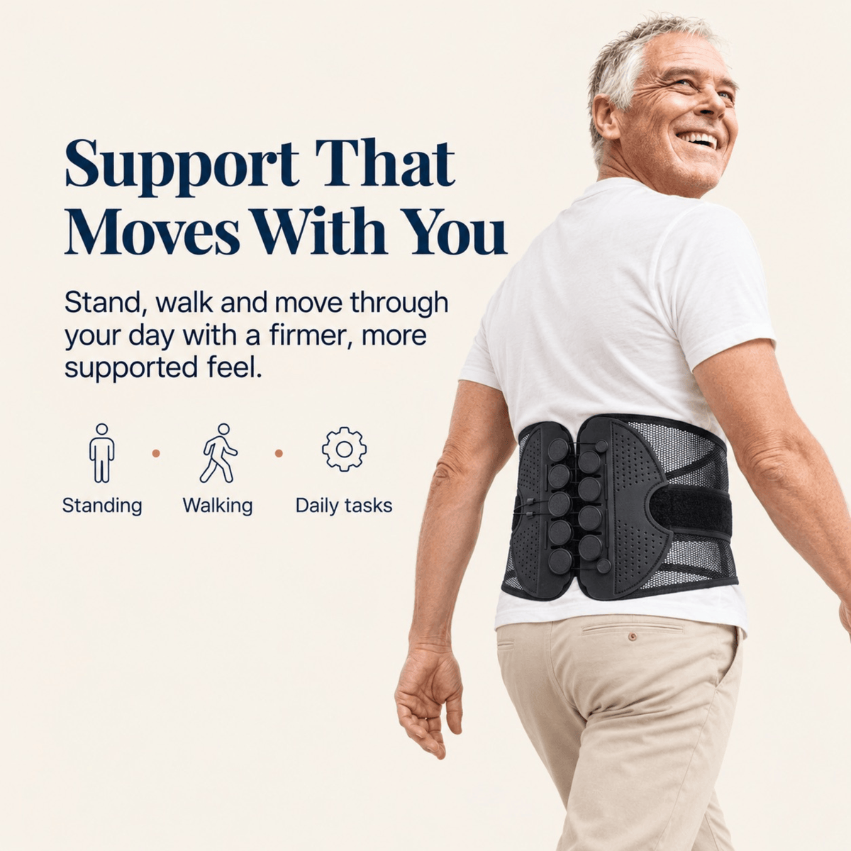 Unilva Lumbar Support Brace with Easy-Pull Adjustment
