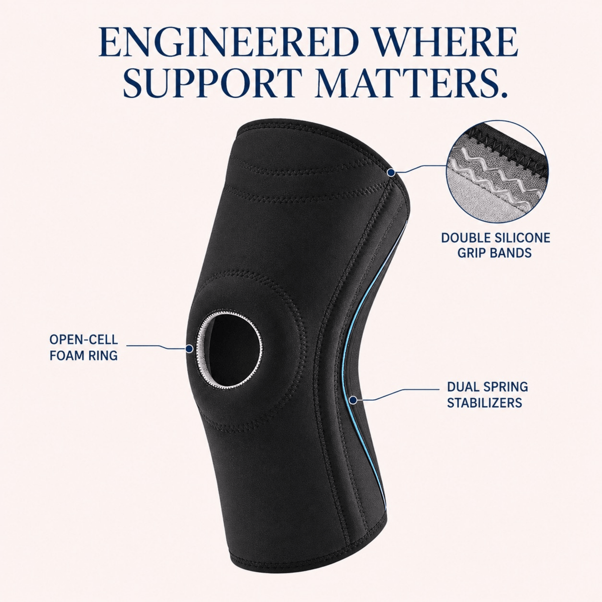 Unilva Open-Patella Compression Knee Brace with Side Stabilizers