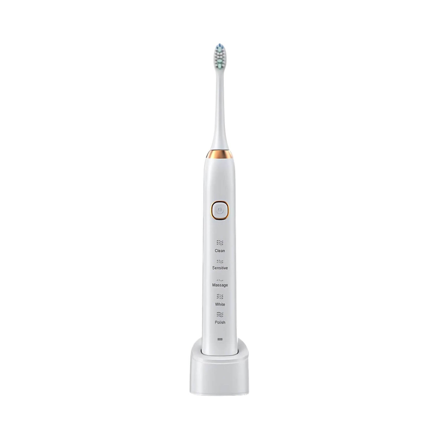 Rechargeable Sonic Toothbrush with 5 Cleaning Modes, Travel Case and Charging Base