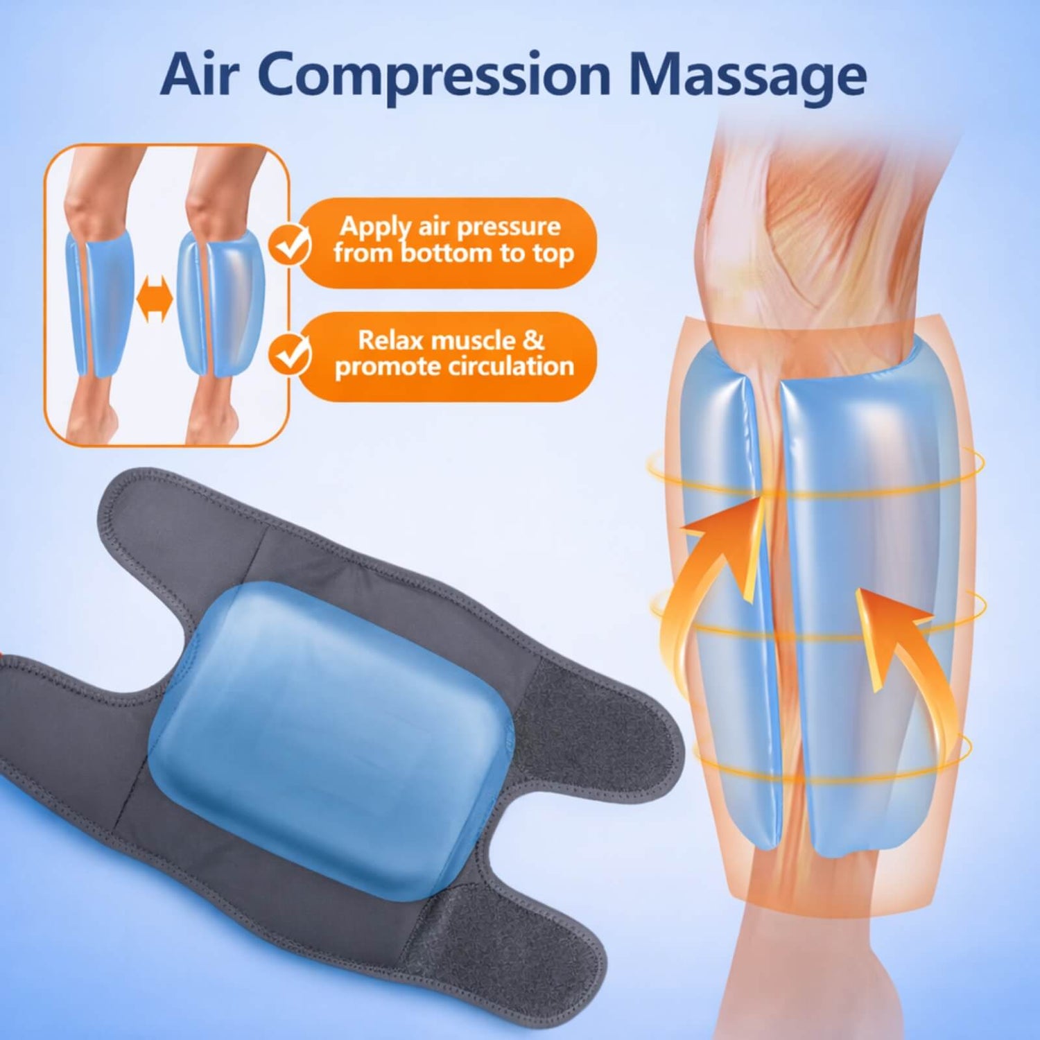 Wireless Air Compression Leg Massager for Tired Heavy Legs & Swollen Ankles