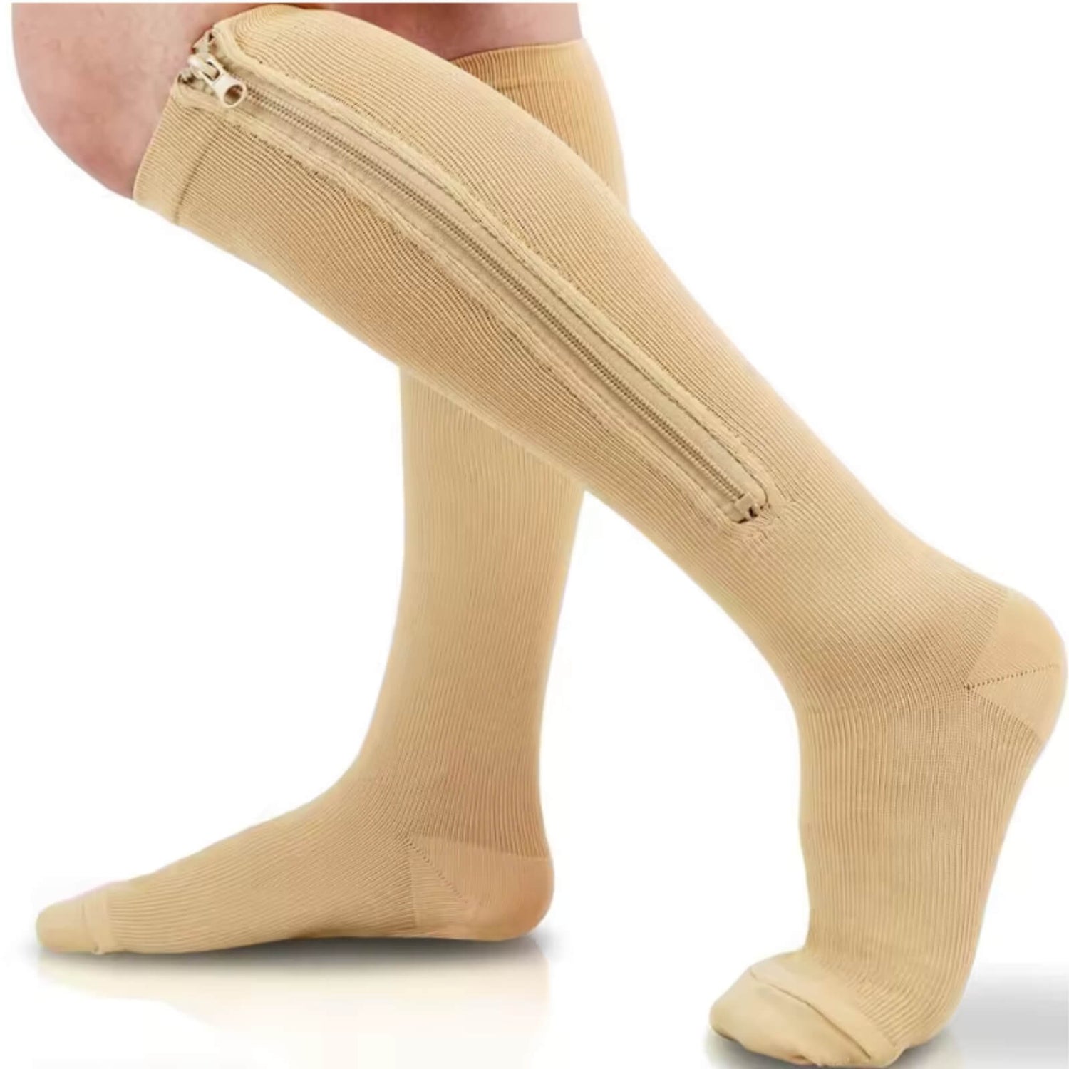 Zipper Compression Socks – 15–20mmHg Graduated Support for Leg Comfort