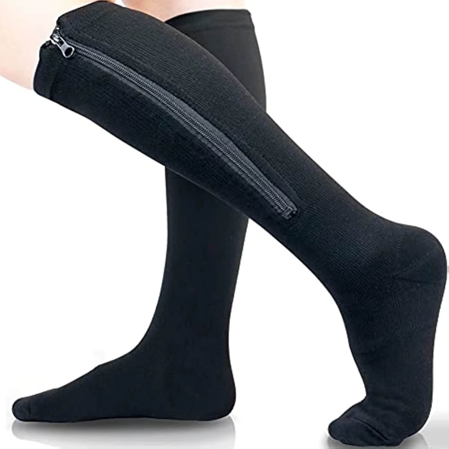 Zipper Compression Socks – 15–20mmHg Graduated Support for Leg Comfort