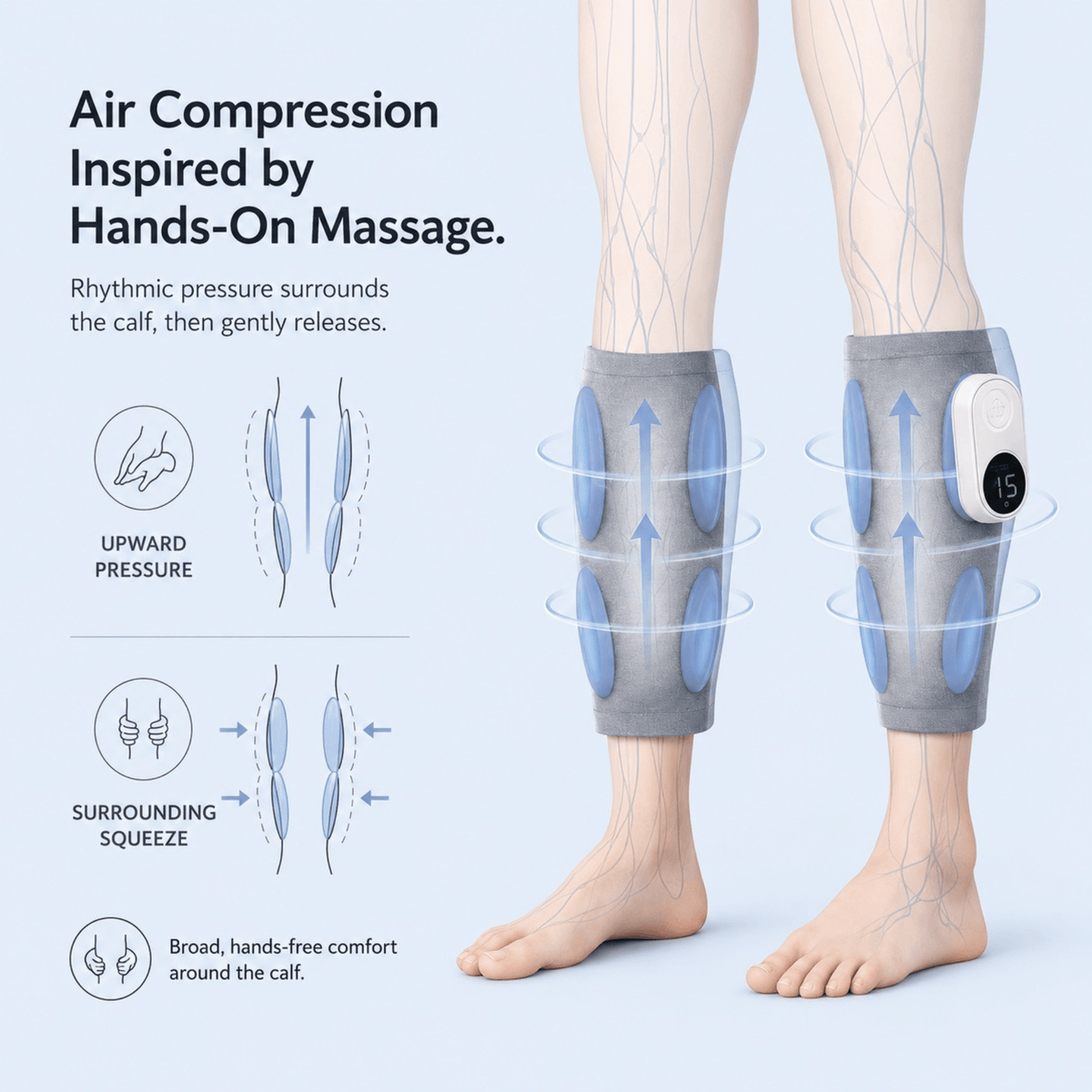 Wireless Air Compression Leg Massager for Heavy Legs & Swollen Ankles